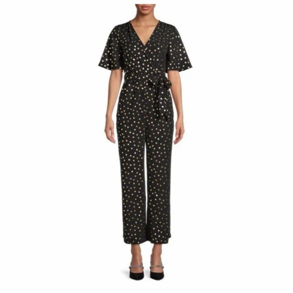 TheGeT Elegant Black and gold Polka Dot Jumpsuit XXL